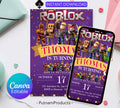 Editable Roblox Invitation Roblox Invite Game Party Roblox Boys Birthday Invitation Template Game Birthday Kid Roblox Roblox Invite Template