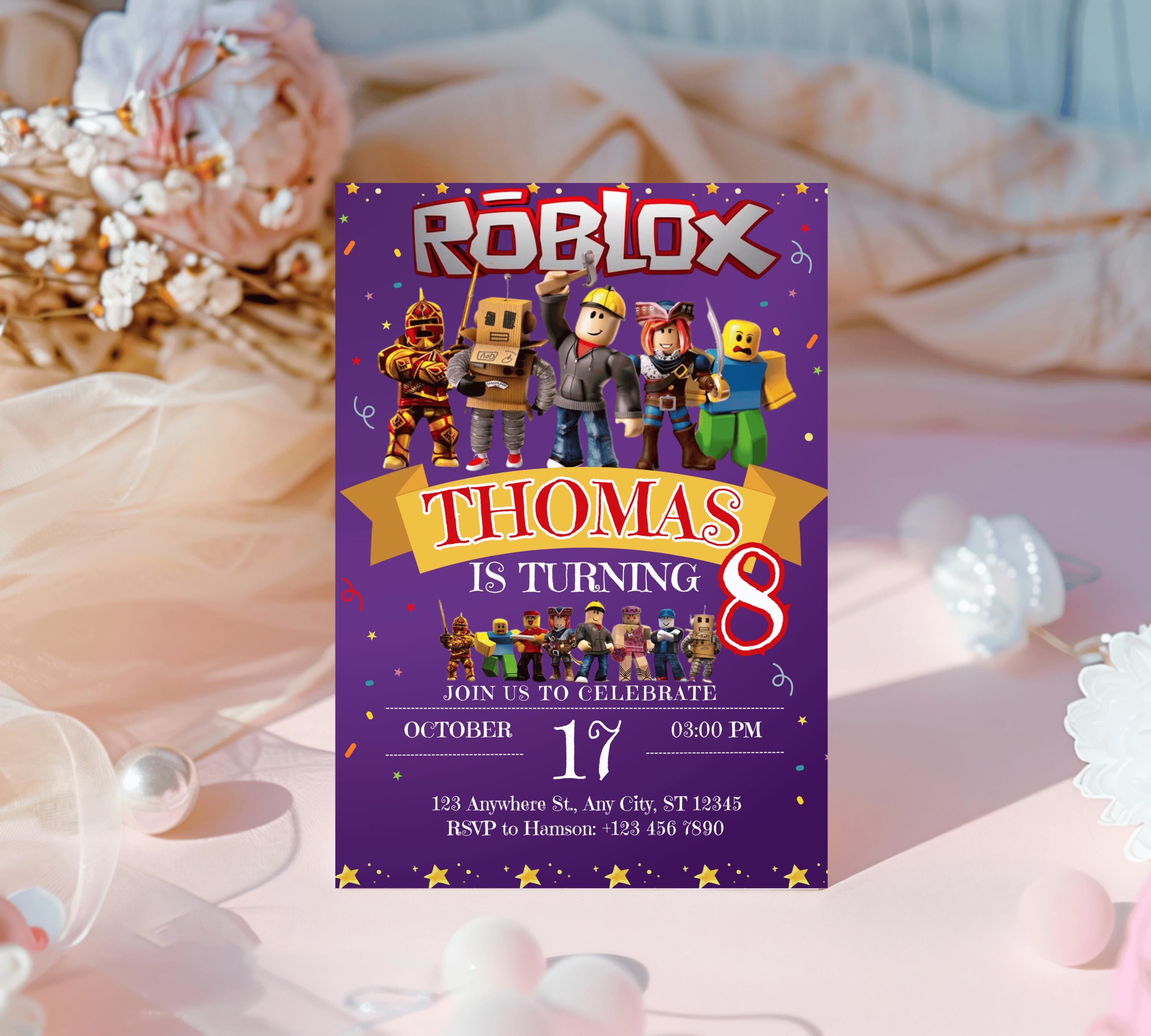 Editable Roblox Invitation Roblox Invite Game Party Roblox Boys Birthday Invitation Template Game Birthday Kid Roblox Roblox Invite Template