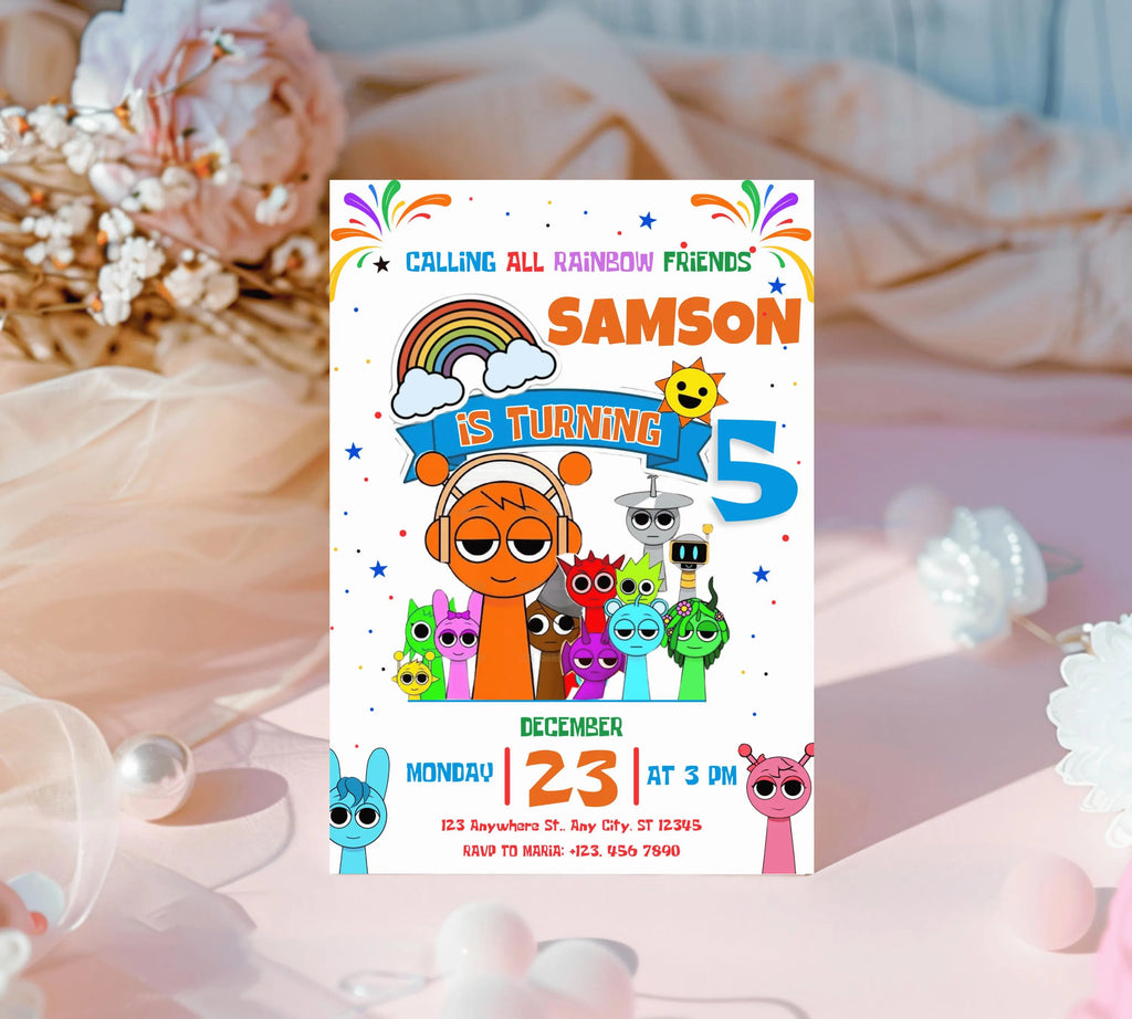 Editable Rainbow Friends Birthday Invitation, Rainbow Birthday Invite Rainbow, Birthday Invite, Rainbow Friends Birthday Invitations