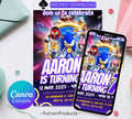 Editable Sonic Birthday Invitation | Editable and Printable | Awesome Sonic Party Invite |  Invitations Editable in Canva | Boys Girls Evite