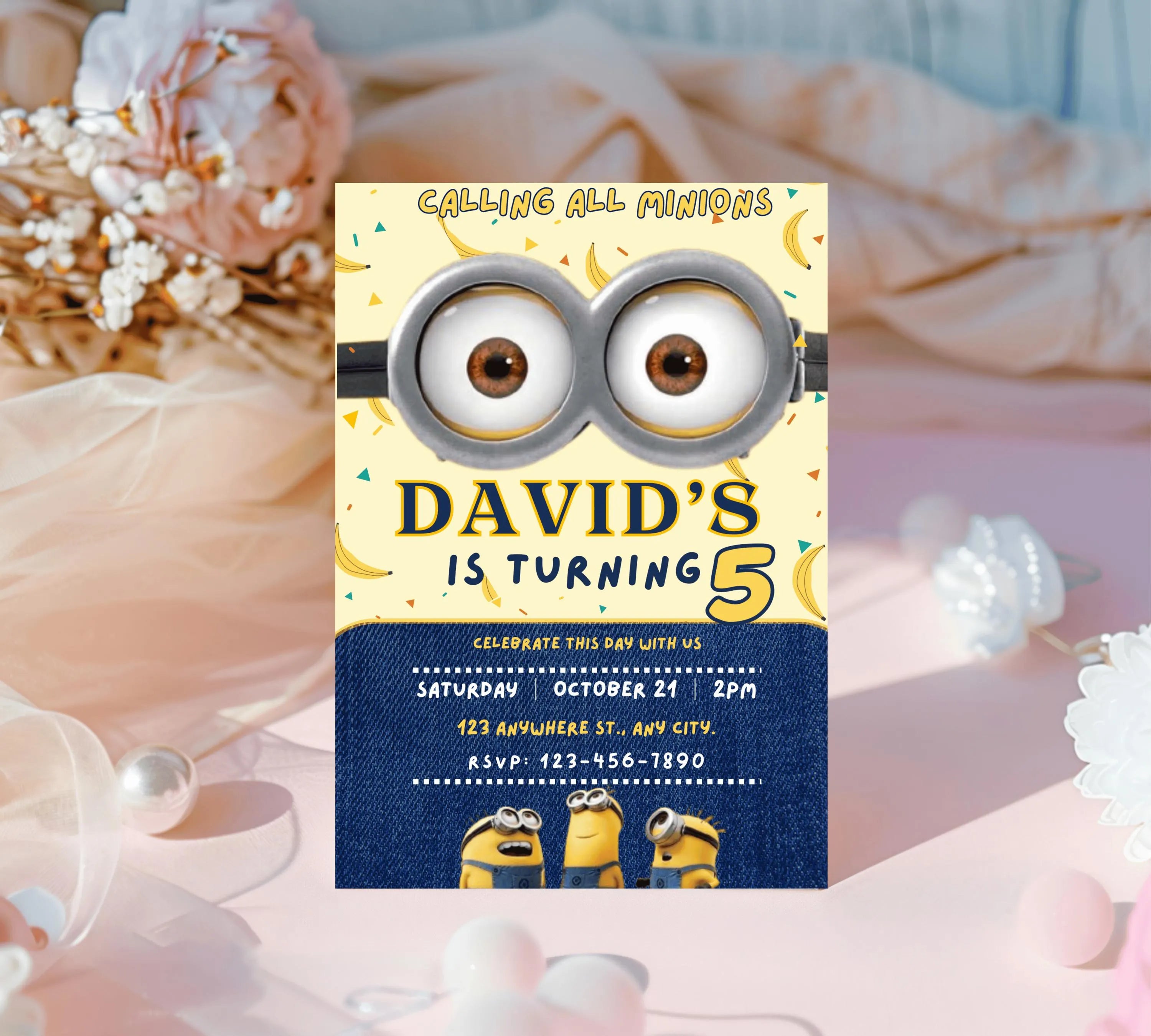 Editable Minion Birthday Invitation Template, Printable Birthday Party Invitations, invite Bday Card, Printable Minion kid birthday party