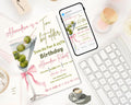 A Tini Bit Older Birthday Party Invitation| Coquette Dirty Thirty| EDITABLE Pink Bow Martini Themed Birthday Tini Invite| Editable Template