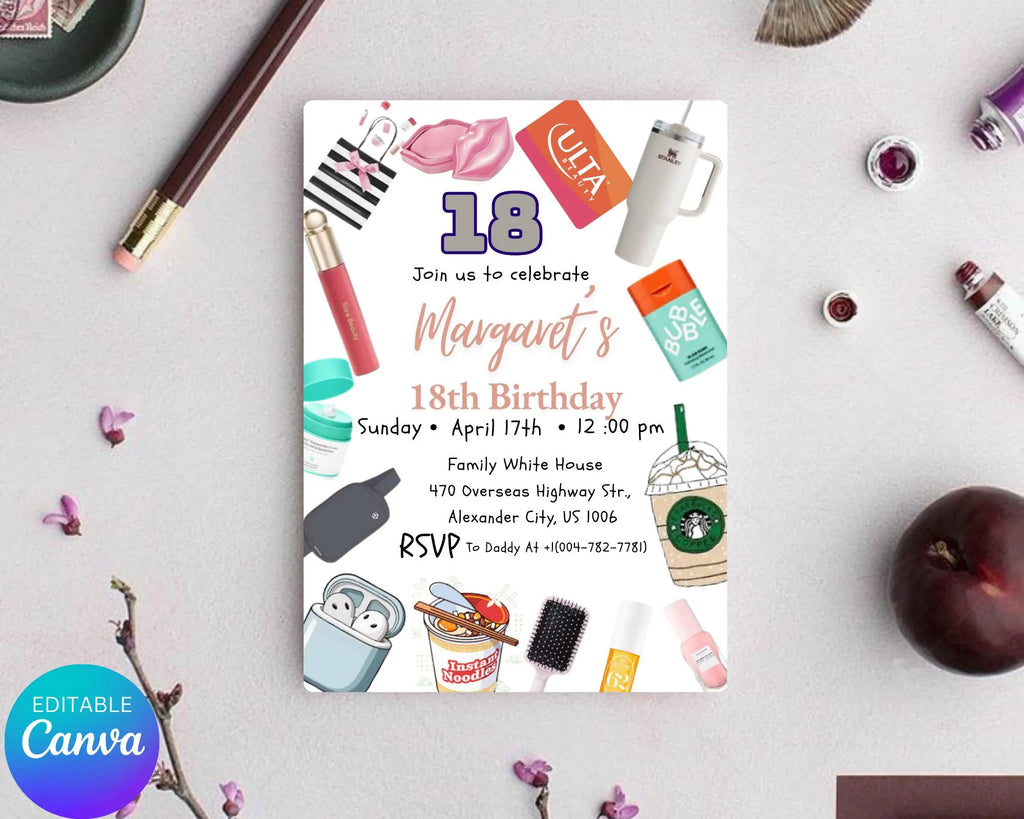VSCO Girl Birthday Invitation| Double Digits 10| Girl Teen Party Invite| Teen Birthday Party Invitation| VSCO Teen Evite| Editable Template