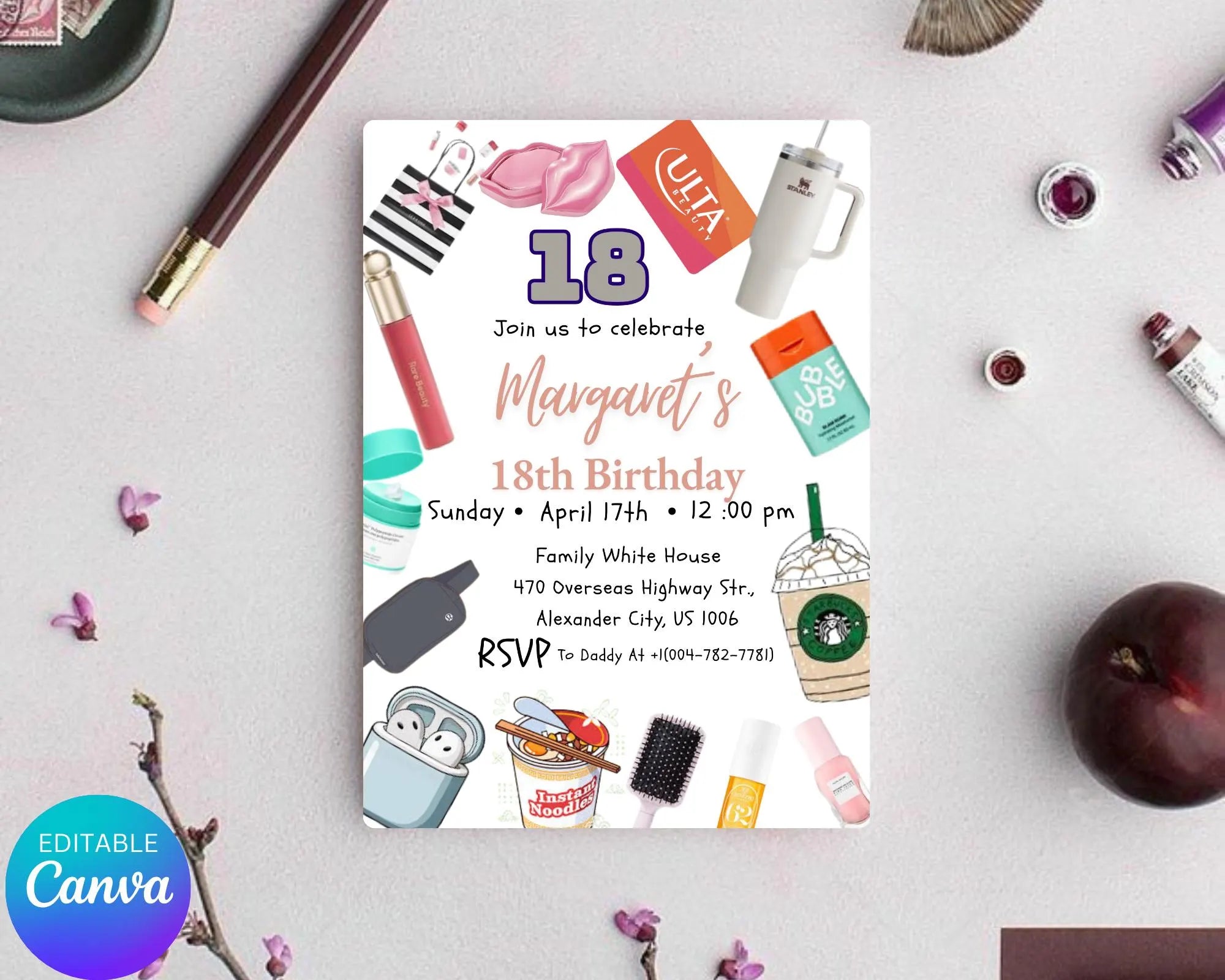 VSCO Girl Birthday Invitation| Double Digits 10| Girl Teen Party Invite| Teen Birthday Party Invitation| VSCO Teen Evite| Editable Template