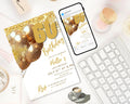 Digital 60th Birthday Invitation For Man| Editable 60th Invitation| Virtual Gold Champagne Sixty Party Invitation For Him| Editable Template