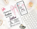 Coquette Pink Bow Birthday Invitation| Pink Bow Birthday Invitation| Pink Coquette Bow Invite| Tutu Cute Birthday Invite| Editable Template