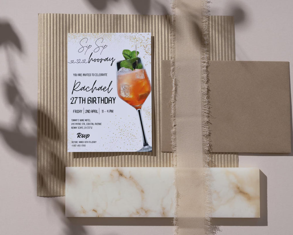 Cocktail Birthday Party Invitation| Cocktails Party Invitation| Happy Hour Drinks Party Invitation| Happy hour Invitation| Editable Template