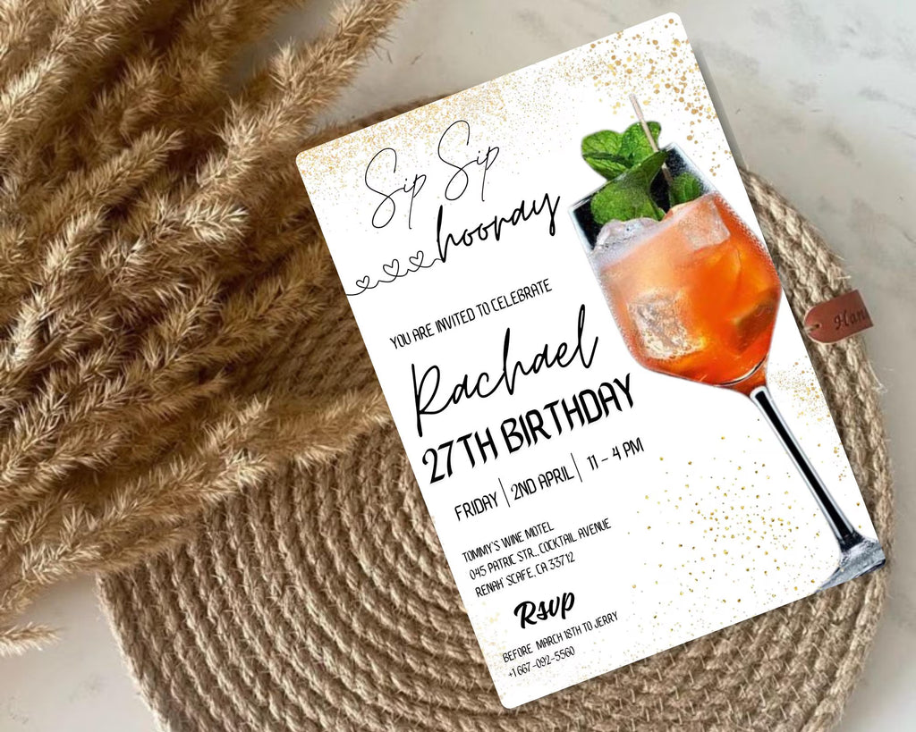 Cocktail Birthday Party Invitation| Cocktails Party Invitation| Happy Hour Drinks Party Invitation| Happy hour Invitation| Editable Template