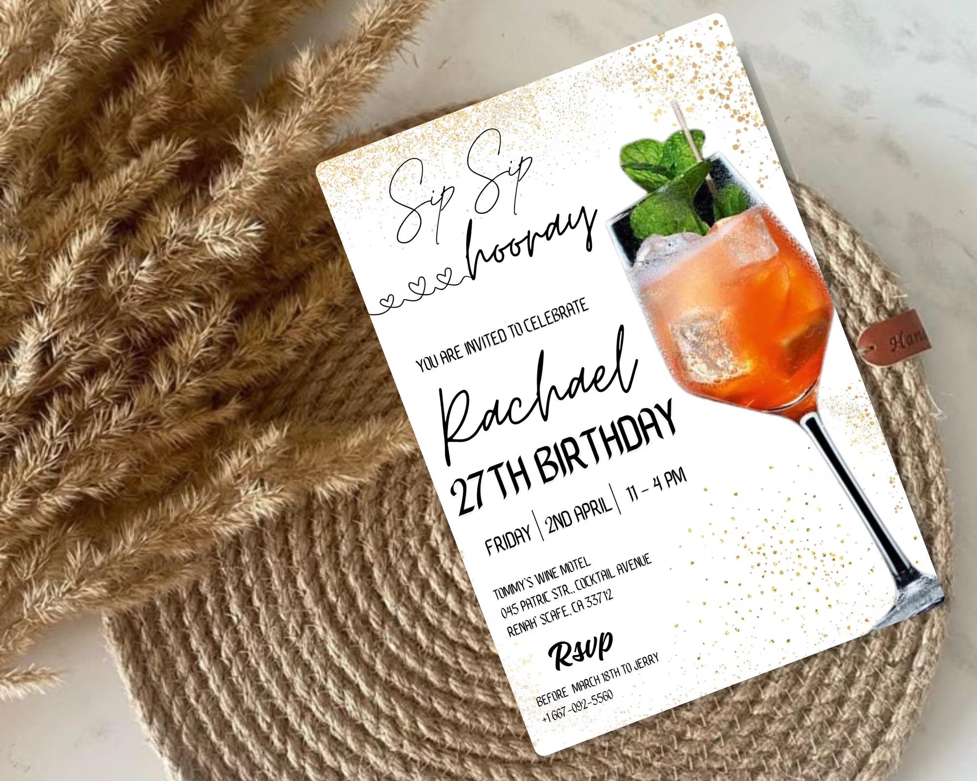 Cocktail Birthday Party Invitation| Cocktails Party Invitation| Happy Hour Drinks Party Invitation| Happy hour Invitation| Editable Template