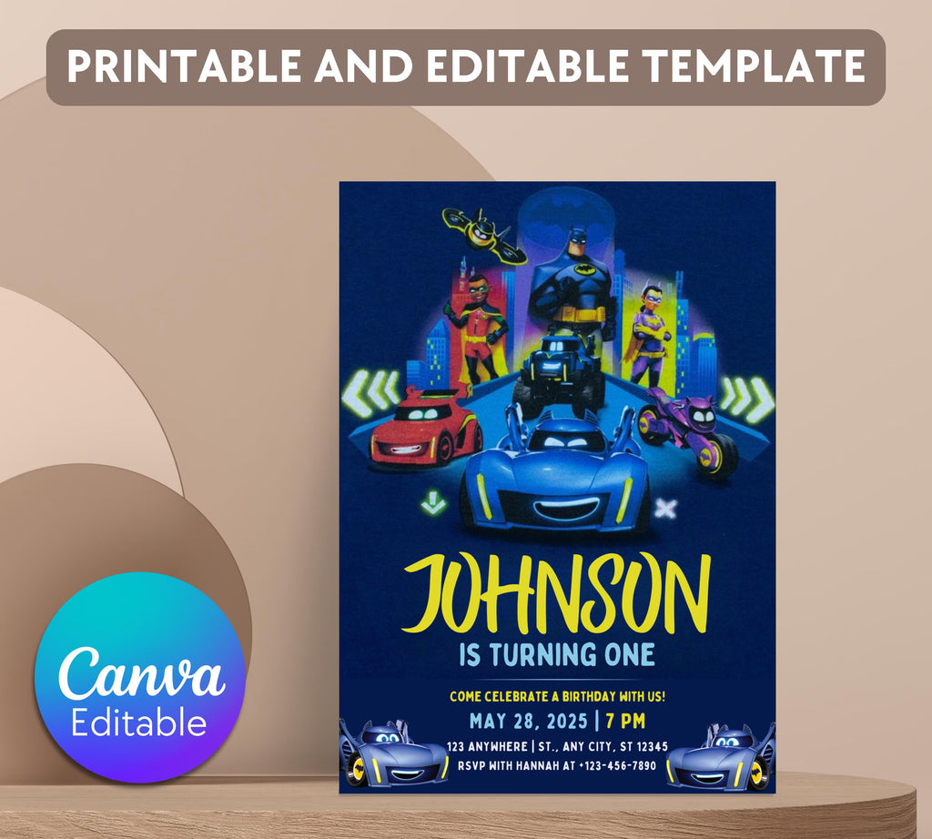 Printable Birthday Invitation|  Digital Birthday Invitation| Editable Digital Invitation| Superhero Invitation| Kid Evite| Editable Template