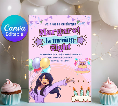 Customizable Aphmau Invitation| Aphmau Invitation| Aphmau Birthday invitation| Aphmau Minecrafter| Cute Gamer Invitation| Editable Template