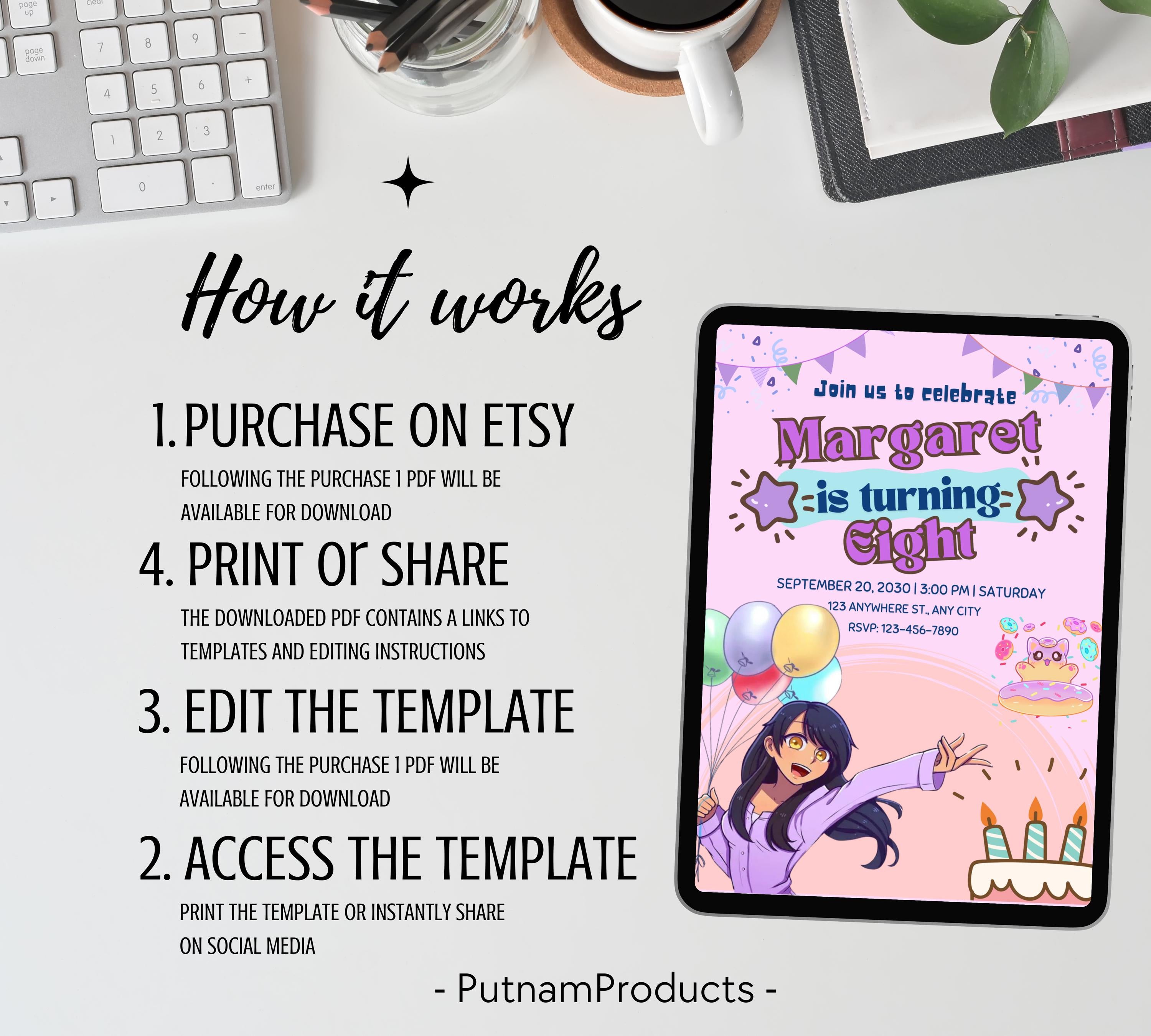 Customizable Aphmau Invitation| Aphmau Invitation| Aphmau Birthday invitation| Aphmau Minecrafter| Cute Gamer Invitation| Editable Template