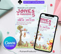 Winnie The Pooh Birthday Invitation Template| Printable Birthday Party Invitations| Digital Kids Party Invites Bday Card | Editable Template