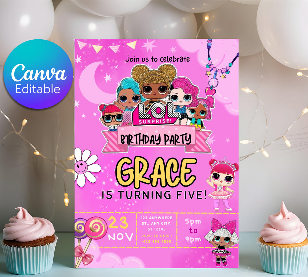 Little Doll Birthday Invitation| Little Pink Doll Birthday Invitation| Doll Birthday Invitation| Kid Birthday Invitation| Editable Template