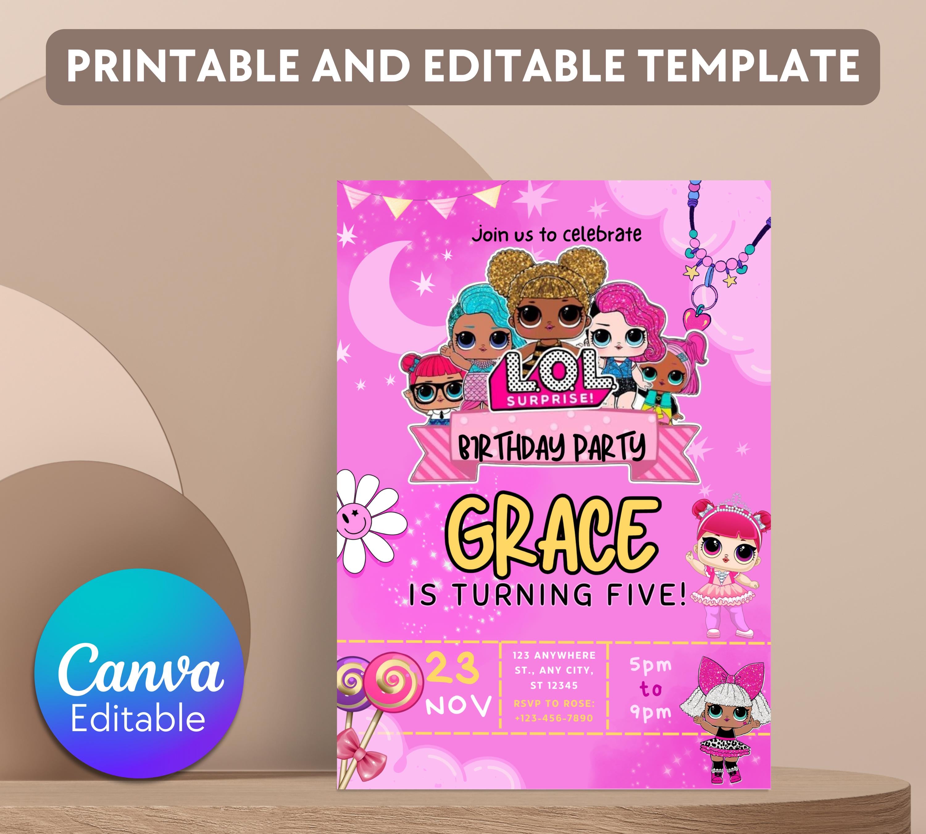 Little Doll Birthday Invitation| Little Pink Doll Birthday Invitation| Doll Birthday Invitation| Kid Birthday Invitation| Editable Template