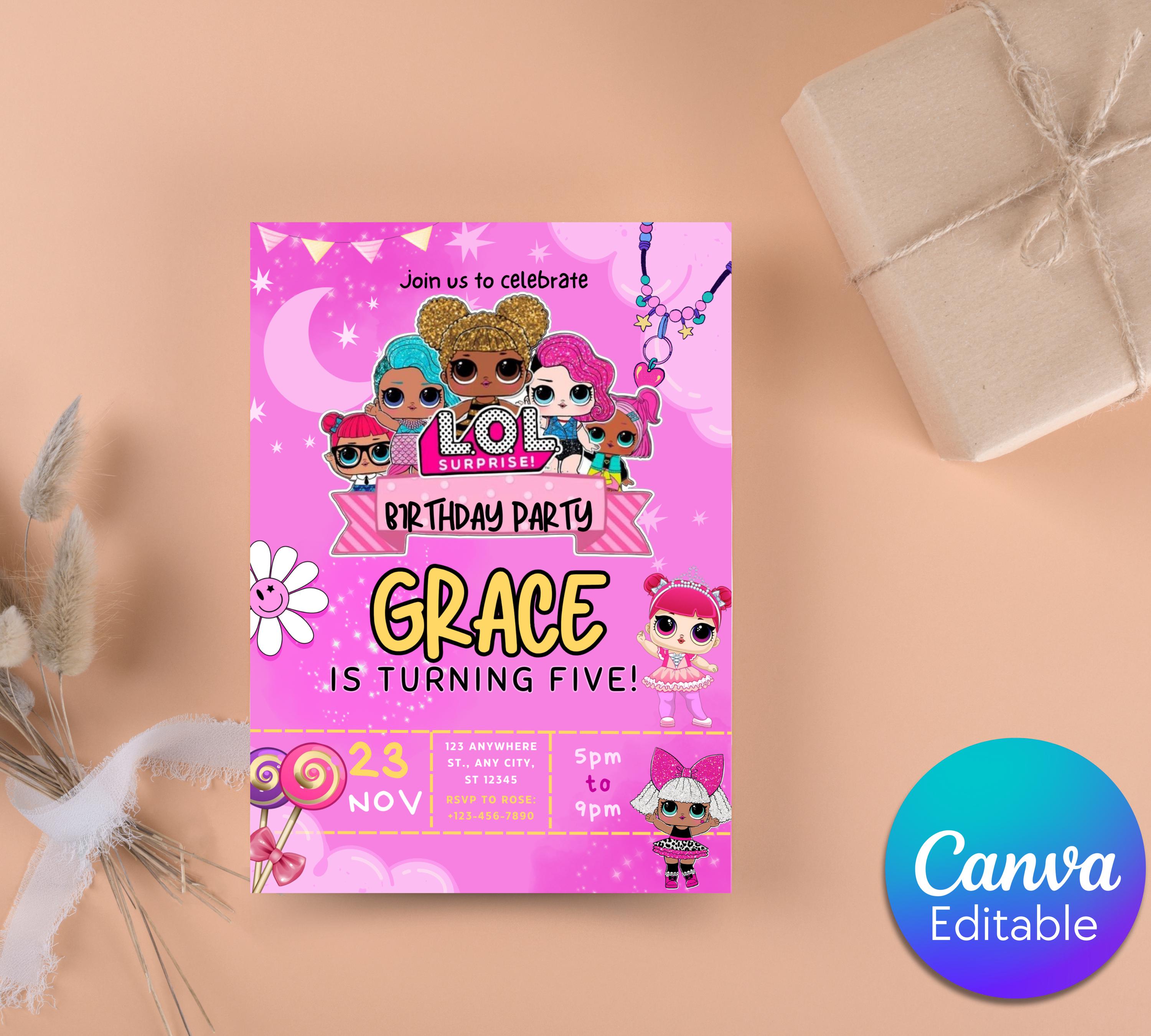Little Doll Birthday Invitation| Little Pink Doll Birthday Invitation| Doll Birthday Invitation| Kid Birthday Invitation| Editable Template
