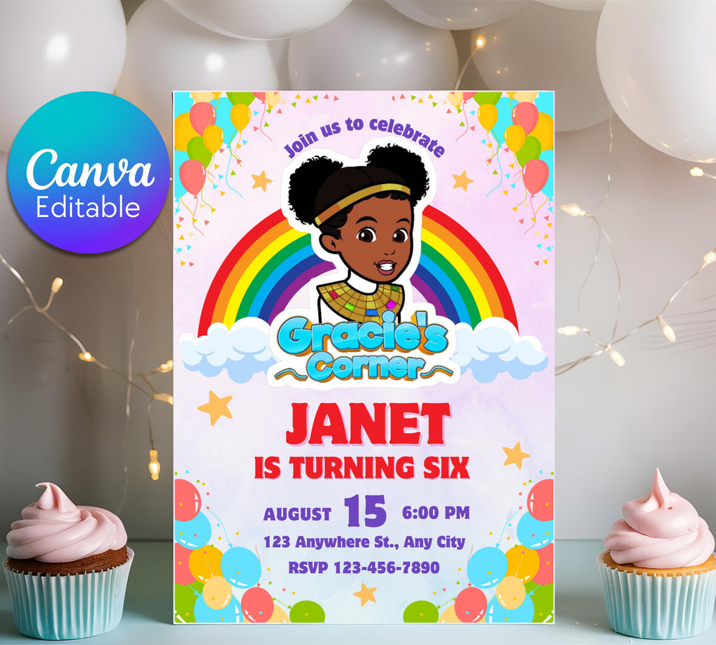 Gracie's Corner Birthday Invitation | Gracie's  Printable Template | Gracies Corner invite |  Corner Birthday Invitation| Editable Template