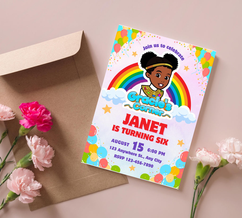 Gracie's Corner Birthday Invitation | Gracie's  Printable Template | Gracies Corner invite |  Corner Birthday Invitation| Editable Template