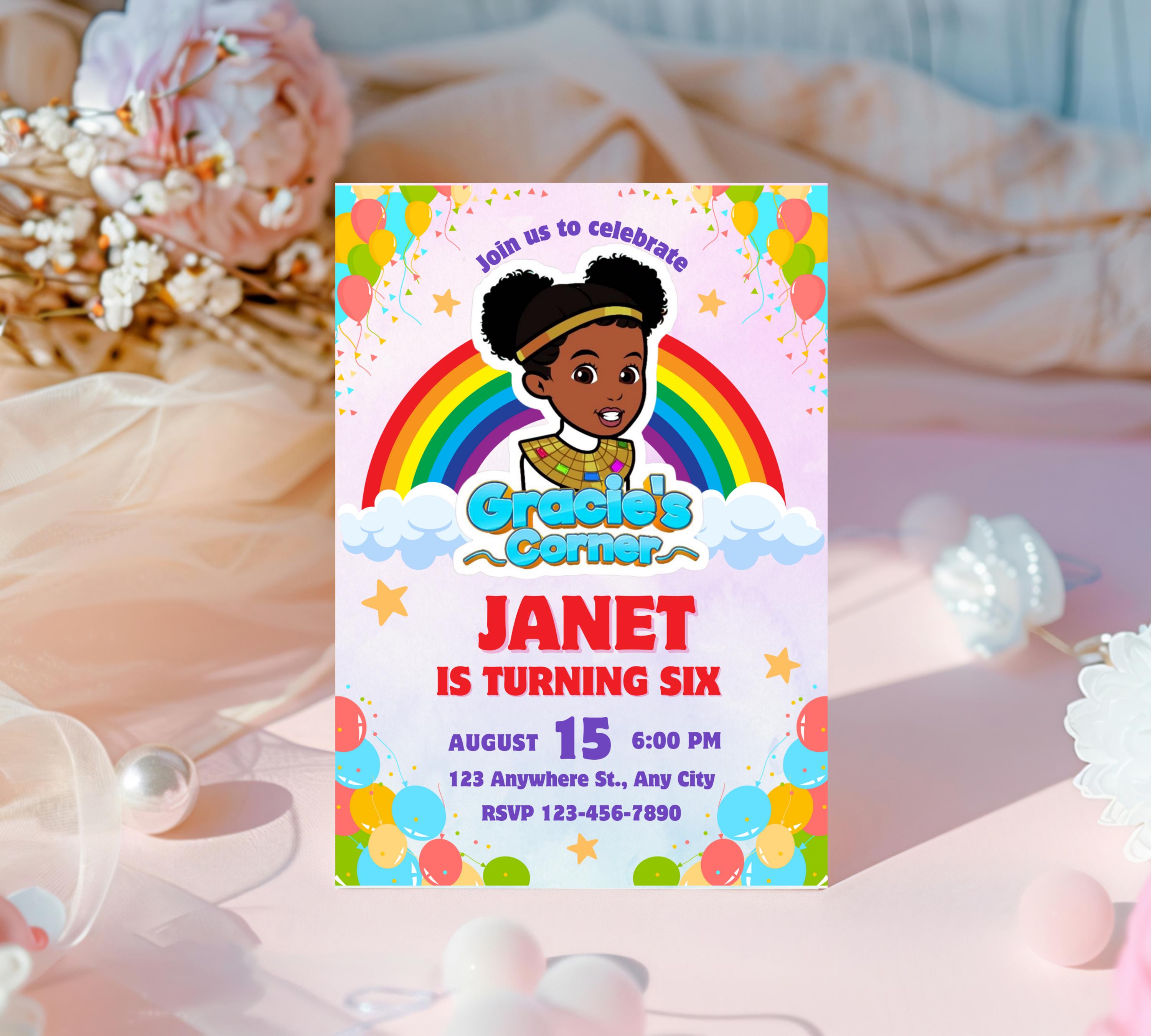 Gracie's Corner Birthday Invitation | Gracie's  Printable Template | Gracies Corner invite |  Corner Birthday Invitation| Editable Template