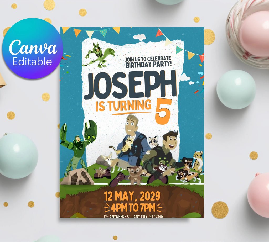 Wild Kratts Birthday Invitation Template| Printable Birthday Party Invitations| Digital Bday Party Invitation Bday Card| Editable Template