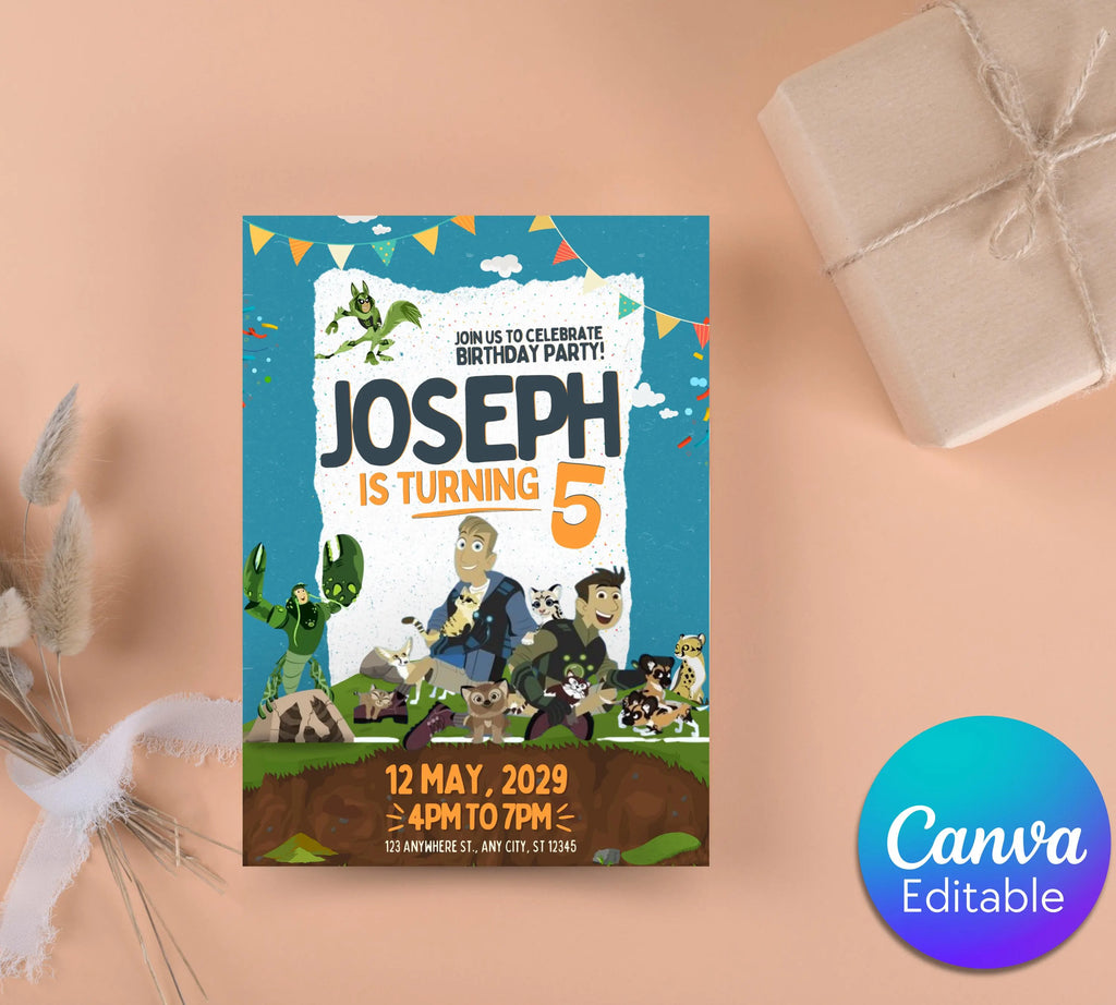 Wild Kratts Birthday Invitation Template| Printable Birthday Party Invitations| Digital Bday Party Invitation Bday Card| Editable Template