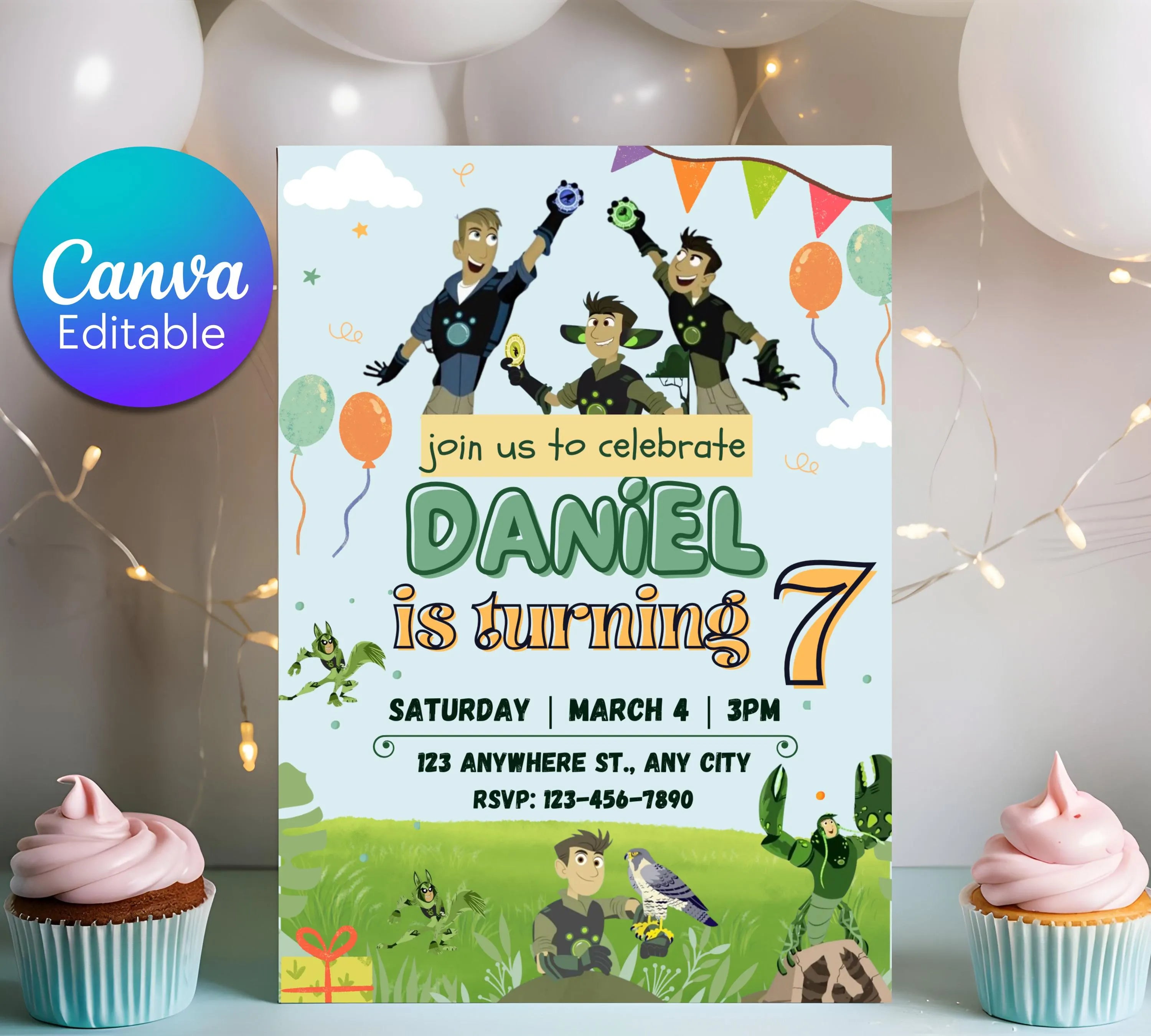 Wild Kratts Birthday Invitation Template| Printable Birthday Party Invitations| Digital Bday Party Invitation Bday Card| Editable Template
