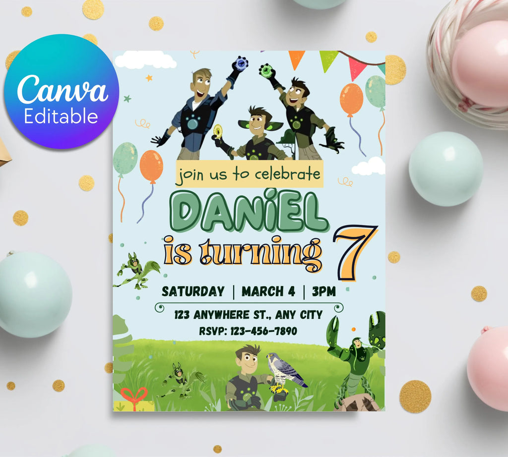 Wild Kratts Birthday Invitation Template| Printable Birthday Party Invitations| Digital Bday Party Invitation Bday Card| Editable Template
