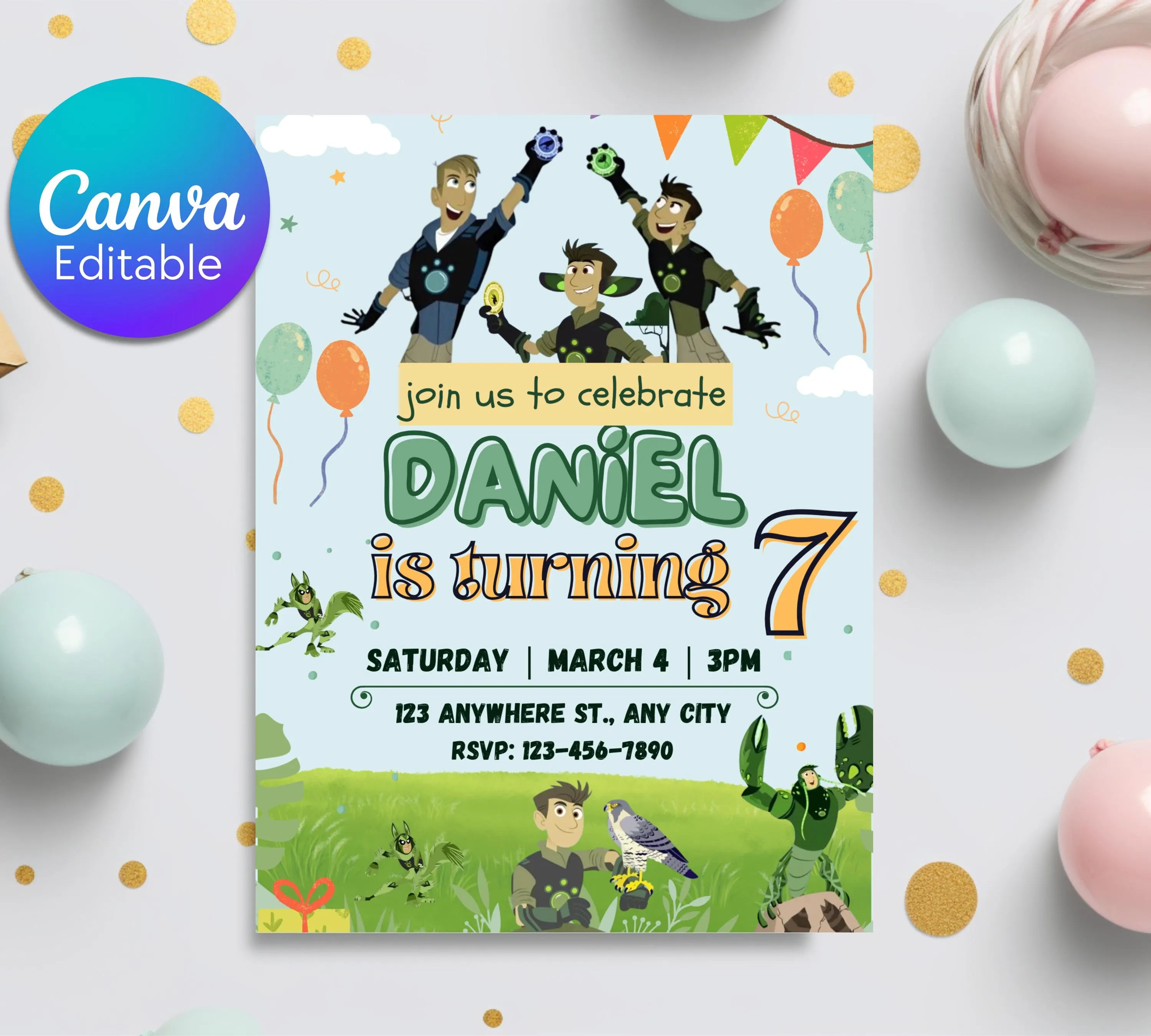 Wild Kratts Birthday Invitation Template| Printable Birthday Party Invitations| Digital Bday Party Invitation Bday Card| Editable Template