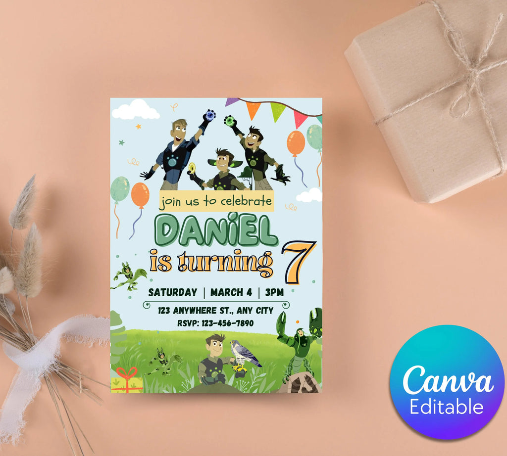 Wild Kratts Birthday Invitation Template| Printable Birthday Party Invitations| Digital Bday Party Invitation Bday Card| Editable Template
