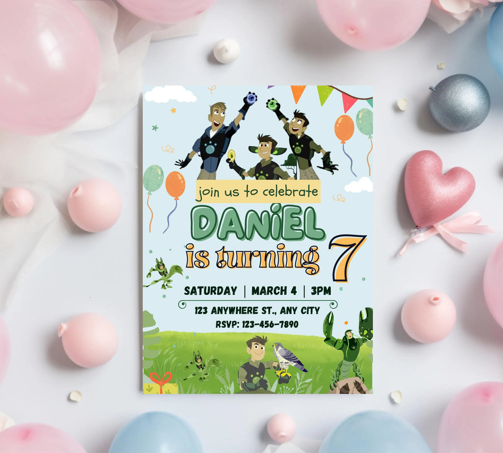 Wild Kratts Birthday Invitation Template| Printable Birthday Party Invitations| Digital Bday Party Invitation Bday Card| Editable Template