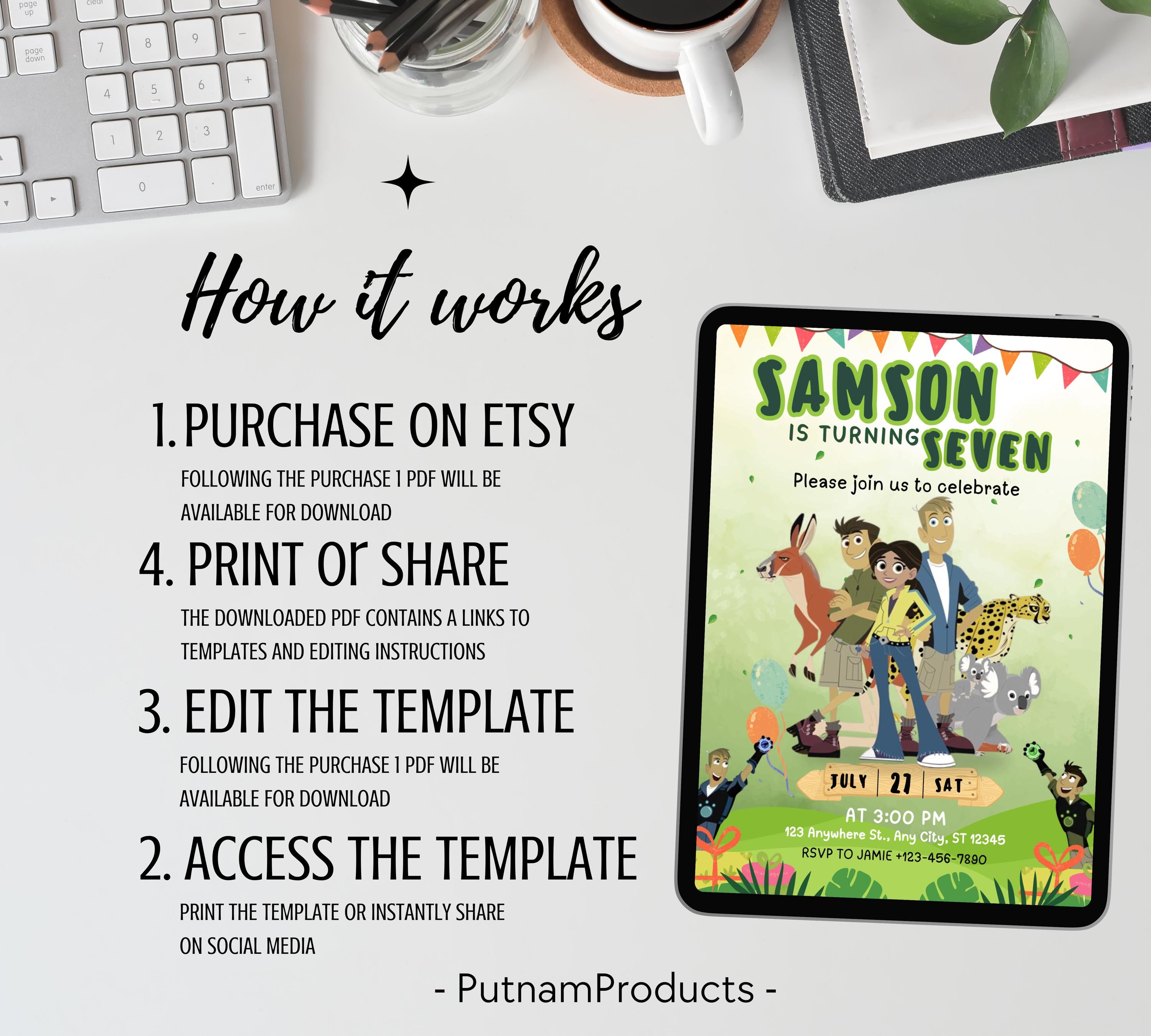 Wild Kratts Birthday Invitation| Animals Invitation| Safari Party Invite Template| Editable Invitation, Boy Girl Birthday| Editable Template