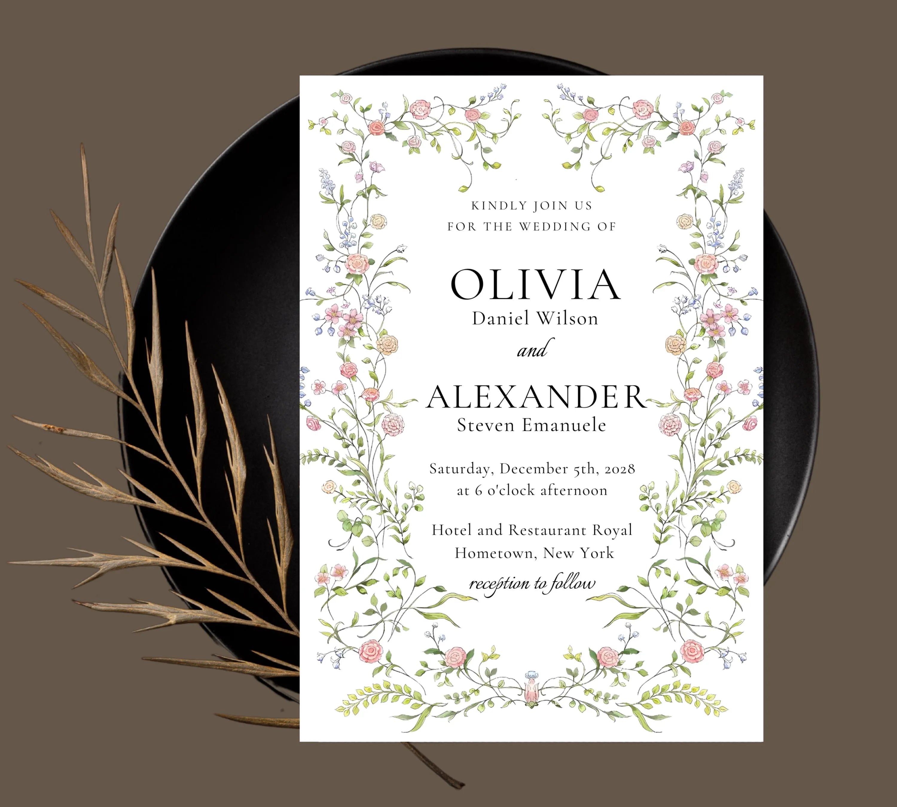 Editable Soft Pastel Garden Wedding Invitation, Pastel Flower Wedding Invitation, Garden Floral Theme Wedding Invite, Floral wedding invite