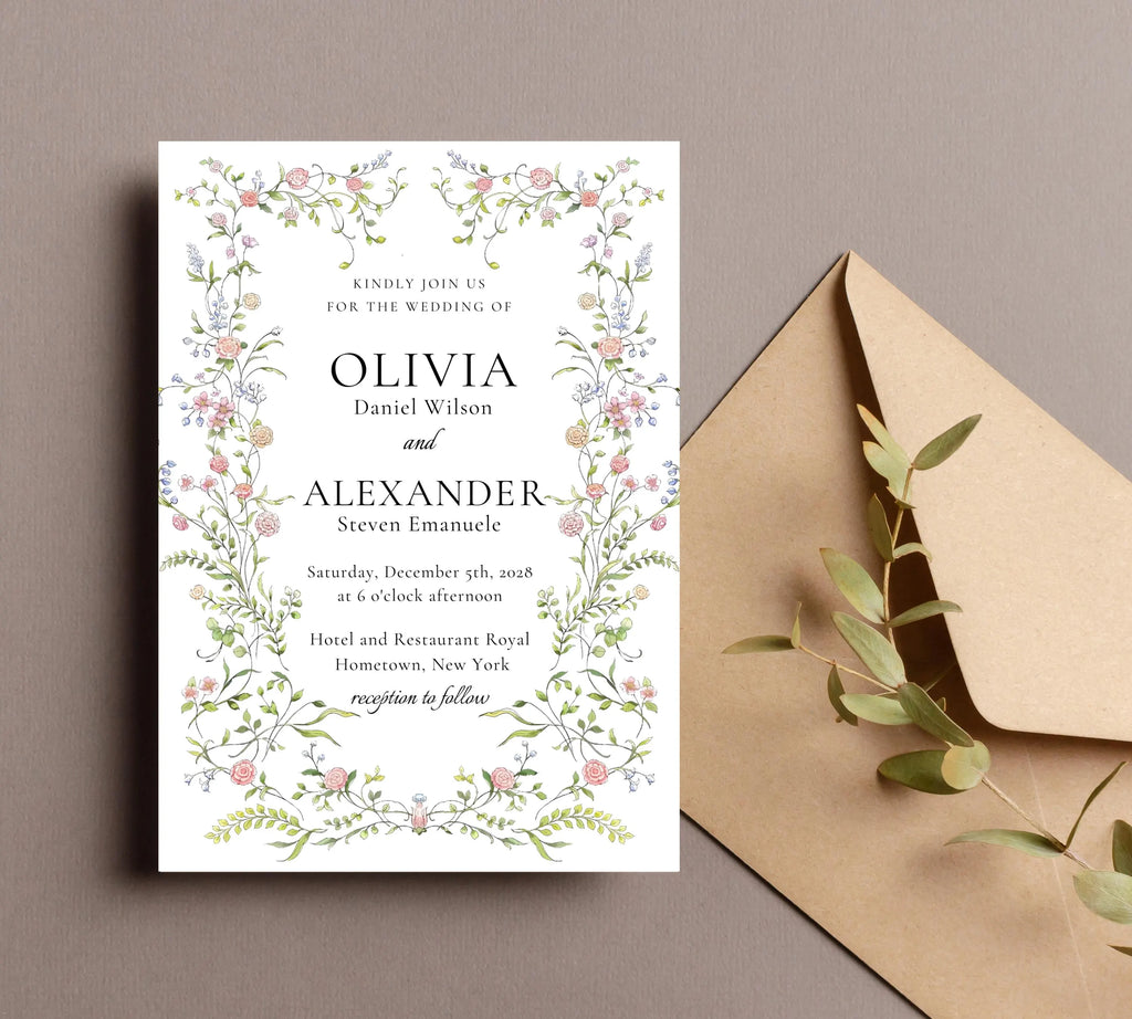 Editable Soft Pastel Garden Wedding Invitation, Pastel Flower Wedding Invitation, Garden Floral Theme Wedding Invite, Floral wedding invite