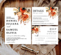 Terracotta and Rose Floral Wedding invitation Set Template, Floral Elegant Wedding Invite, Printable Modern Burnt Orange Rose Wedding Invite
