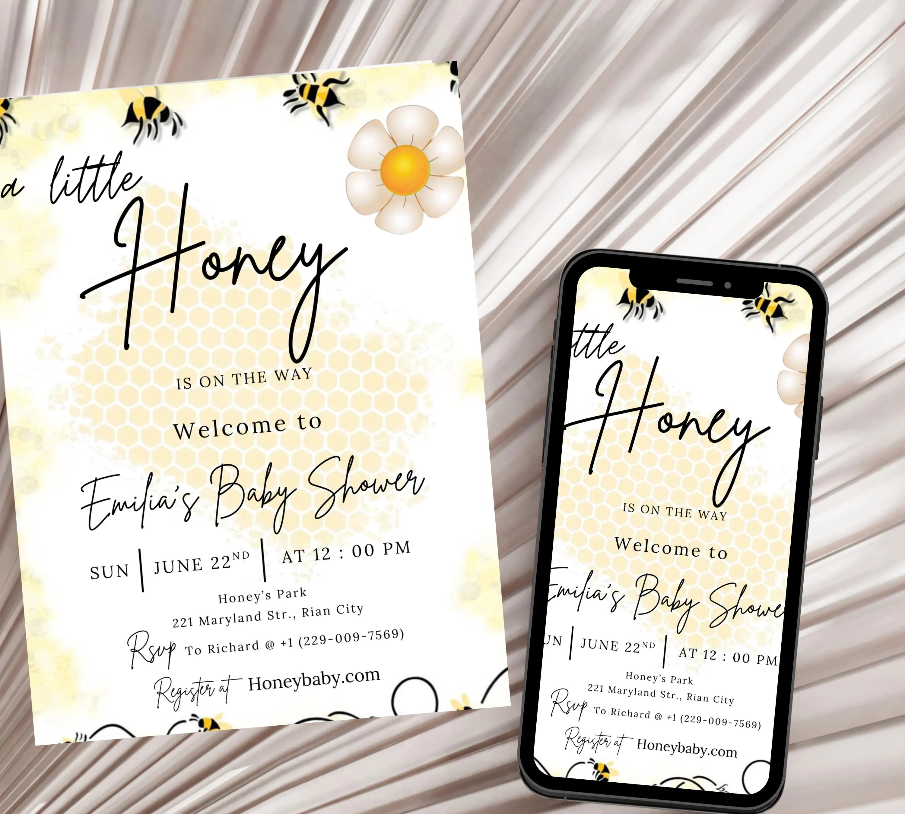 A Little Honey Baby Shower, A Little Honey Is On The Way Invitation, Gender Neutral Baby Shower Invite, Bee Baby Shower Invitation