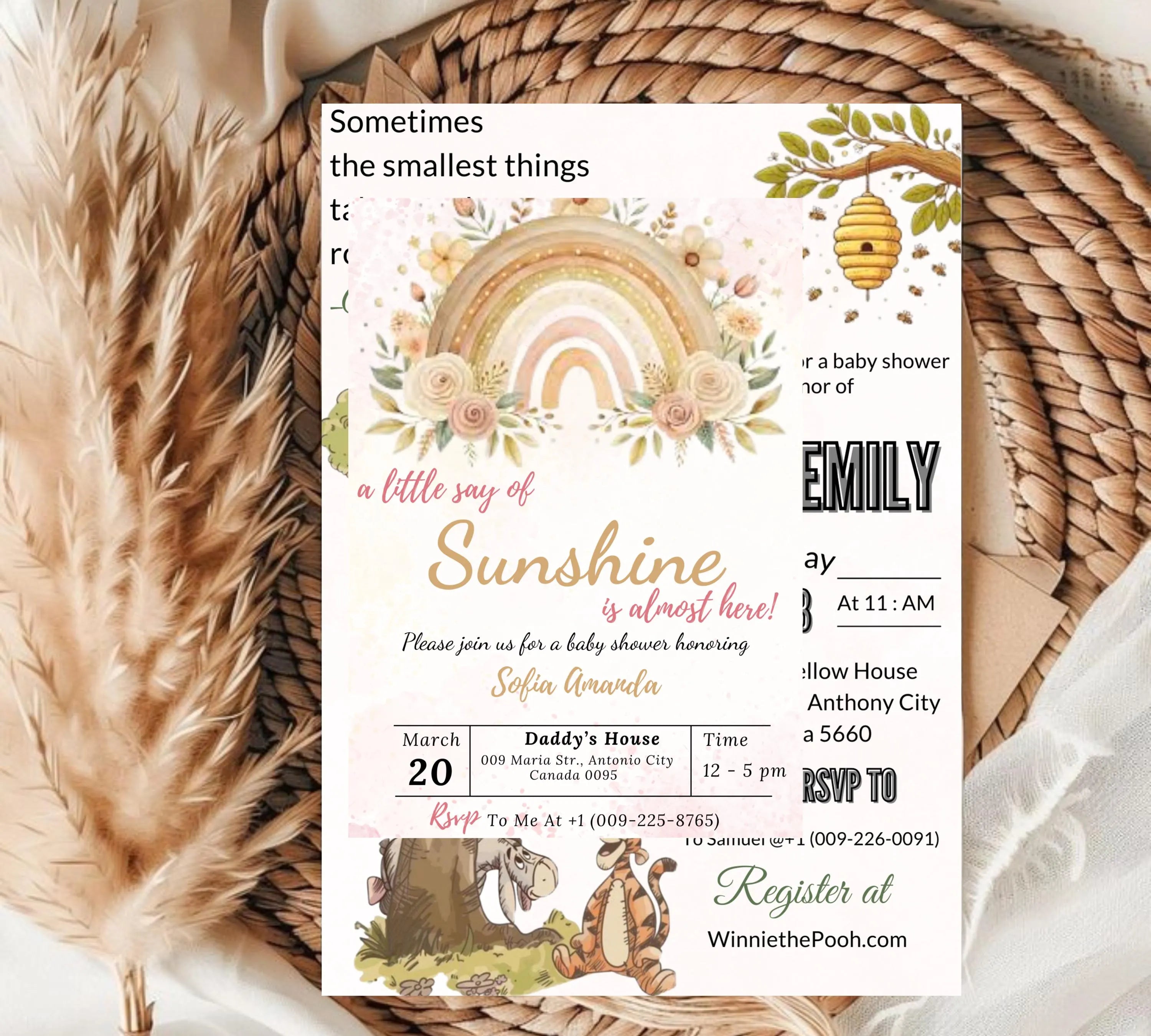 A Little Ray of Sunshine Boho Rainbow Baby Shower invitation, Sunshine Boho Baby Shower Invitation, Little Sunshine Baby Shower Invite