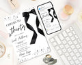 Coquette Black Bow 30th Invitation| Black Bow Birthday Invitation|  Minimalist Black Bow Birthday Invite| Adult Bow Evite| Editable Template