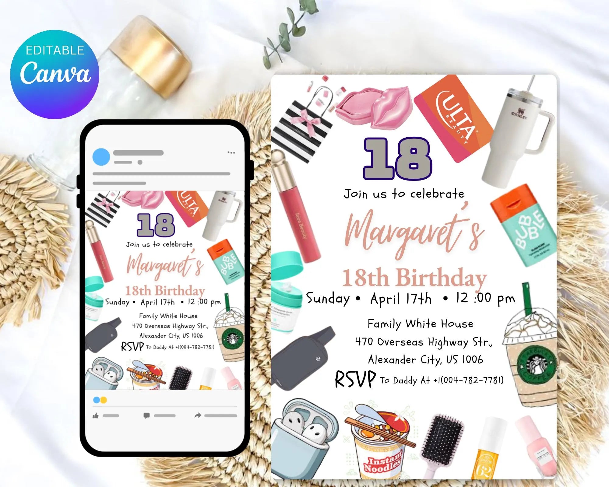 VSCO Girl Birthday Invitation| Double Digits 10| Girl Teen Party Invite| Teen Birthday Party Invitation| VSCO Teen Evite| Editable Template