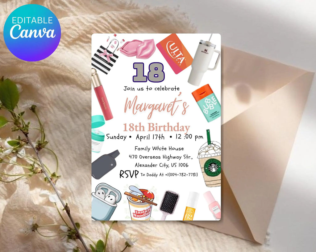 VSCO Girl Birthday Invitation| Double Digits 10| Girl Teen Party Invite| Teen Birthday Party Invitation| VSCO Teen Evite| Editable Template