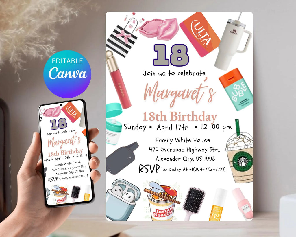 VSCO Girl Birthday Invitation| Double Digits 10| Girl Teen Party Invite| Teen Birthday Party Invitation| VSCO Teen Evite| Editable Template