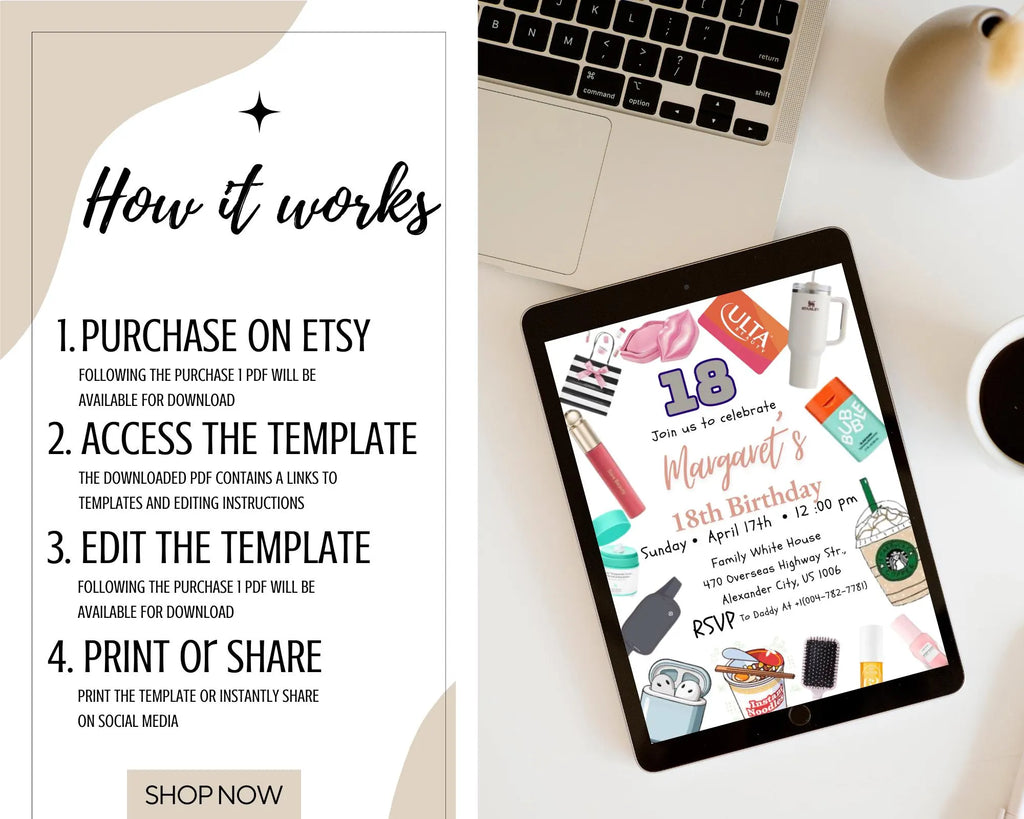 VSCO Girl Birthday Invitation| Double Digits 10| Girl Teen Party Invite| Teen Birthday Party Invitation| VSCO Teen Evite| Editable Template