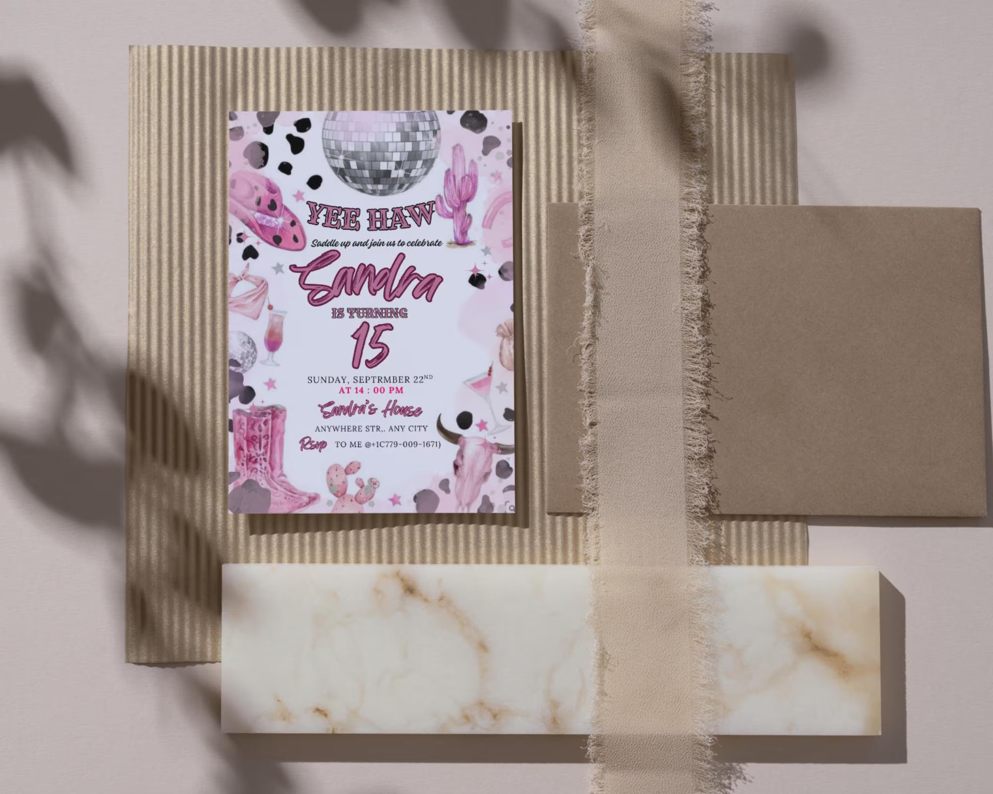 Pink Cowgirl Birthday Party Invitation| Yee Haw Cowgirl Party Rodeo Birthday| Cowgirl Birthday Invitation| Cowgirl Party| Editable Template