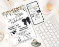 Adult Double Celebration Invitation| Birthday and Graduation Party Anniversaries| Gold Black Glitter Joint Party Invites| Editable Template