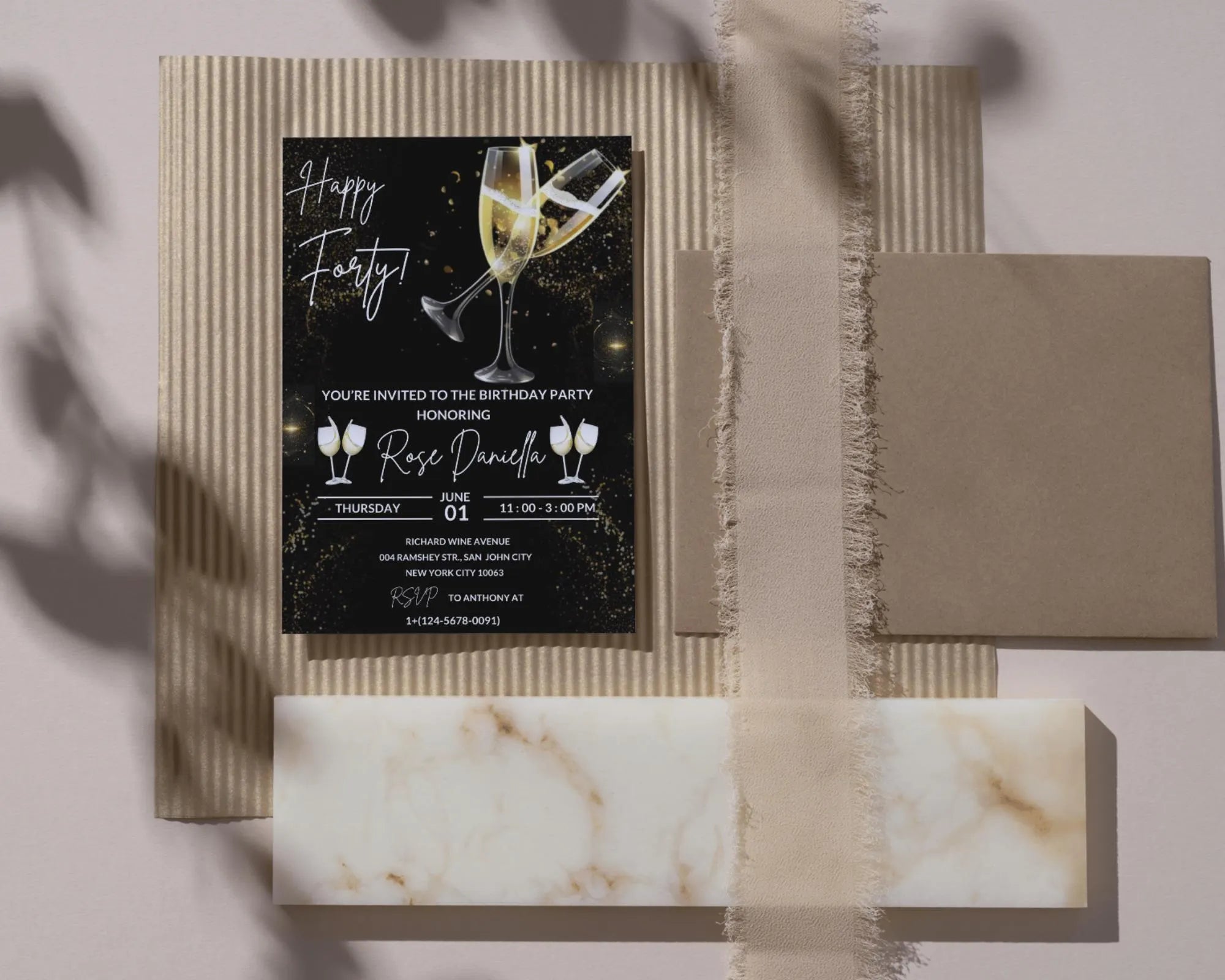 Champagne Birthday Invitation| Champagne Party Invitation| Champagne Invitation Adult Birthday| Black And Gold Champagne| Editable Template