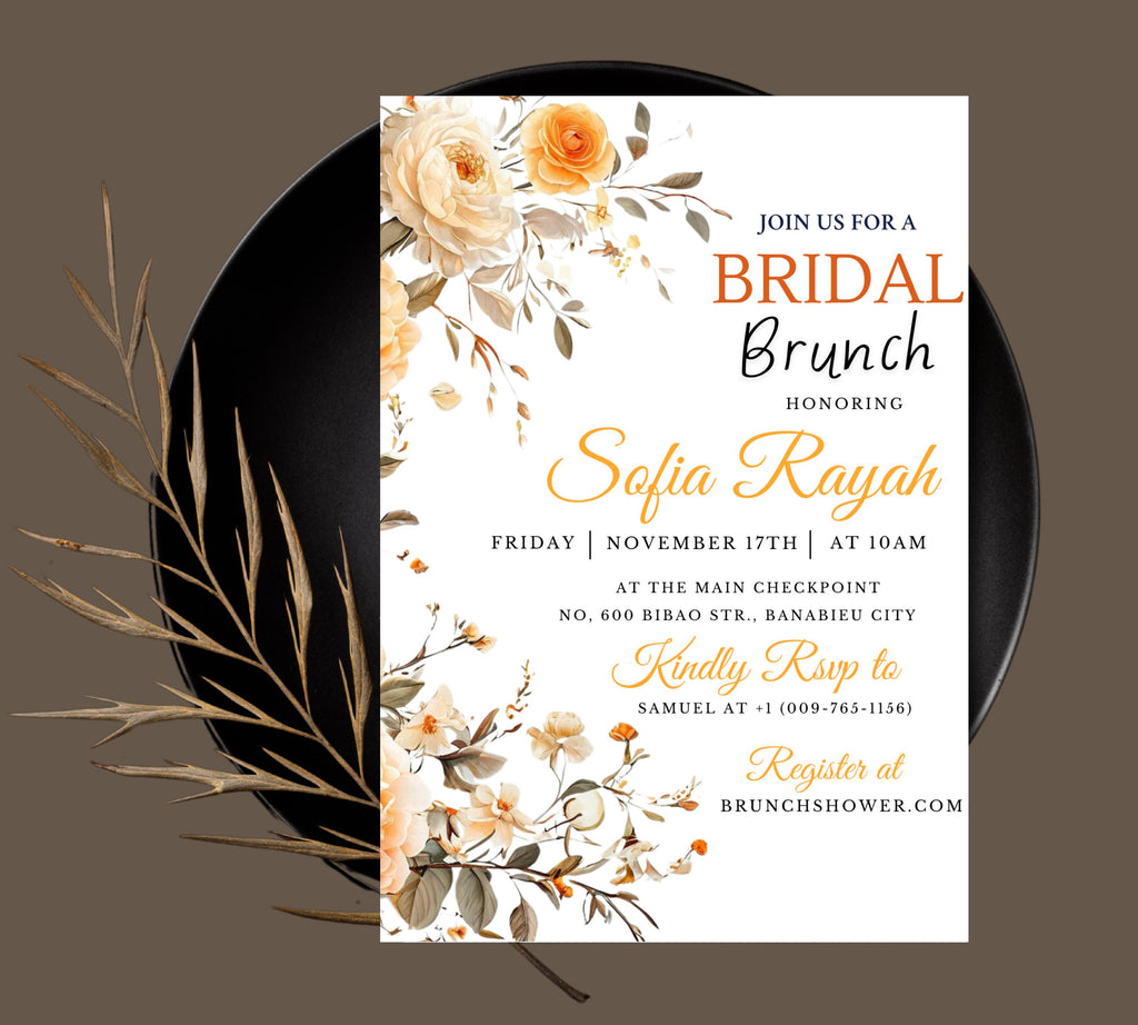 Editable Lemon Bridal Shower Invitation, Citrus Bridal Brunch Invitation, Main Squeeze Bridal Shower Invite, Mediterranean orange invite