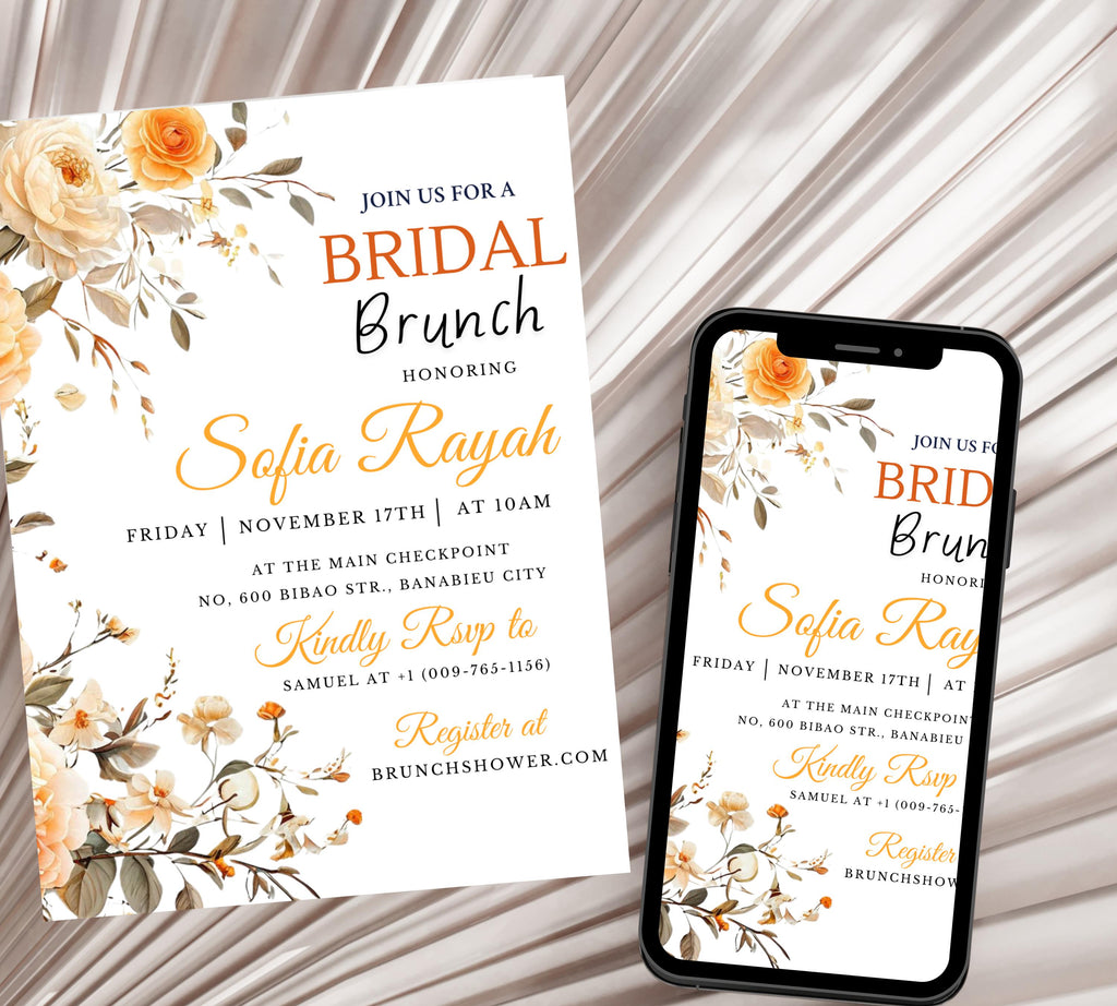 Editable Lemon Bridal Shower Invitation, Citrus Bridal Brunch Invitation, Main Squeeze Bridal Shower Invite, Mediterranean orange invite