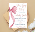 She's Tying the Knot Bridal Shower, EDITABLE Pink Bow Bridal Shower Invitation, Minimalist Bridal Shower Blush Pink invite, Dusty Pink Bow