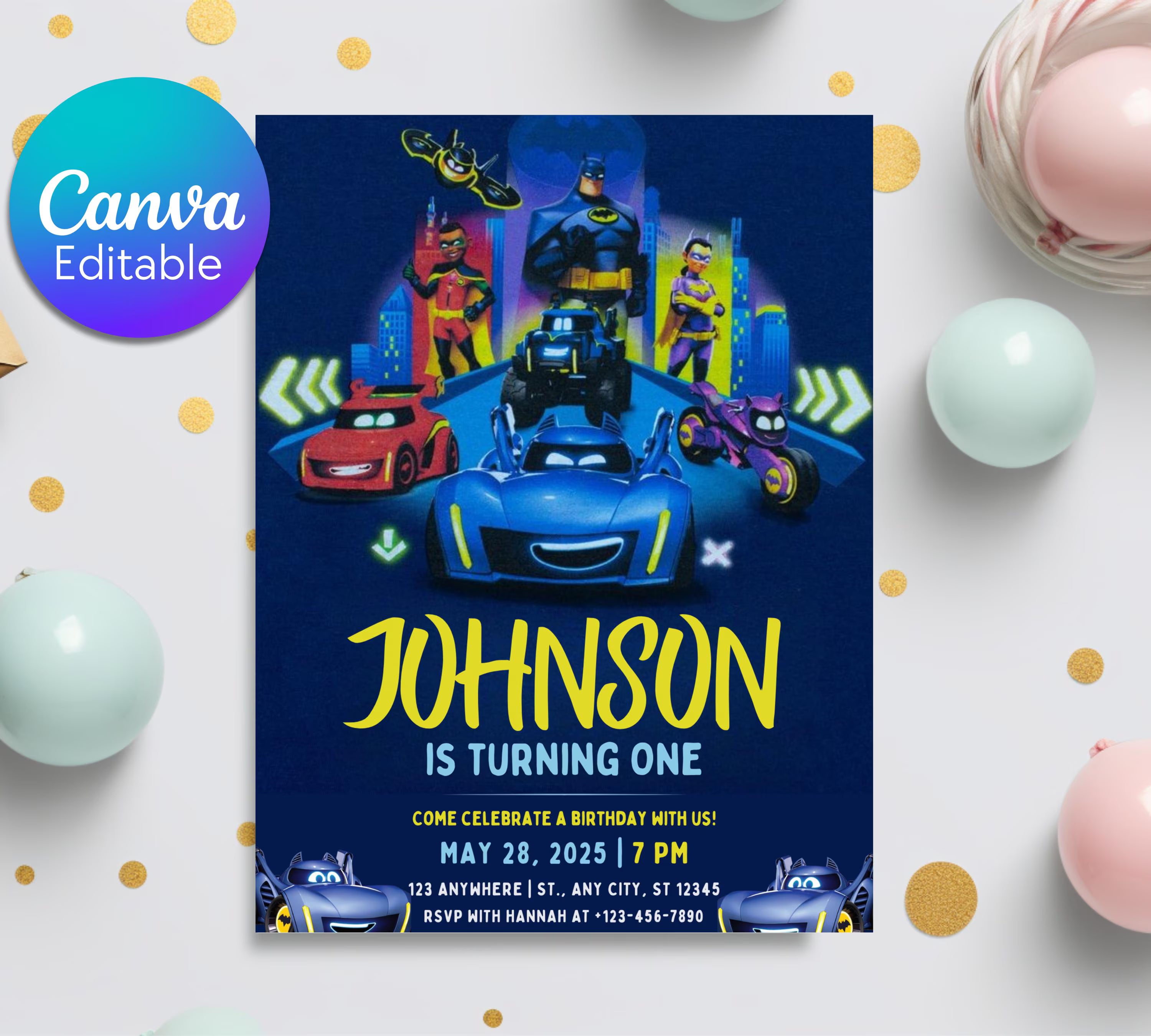 Printable Birthday Invitation|  Digital Birthday Invitation| Editable Digital Invitation| Superhero Invitation| Kid Evite| Editable Template