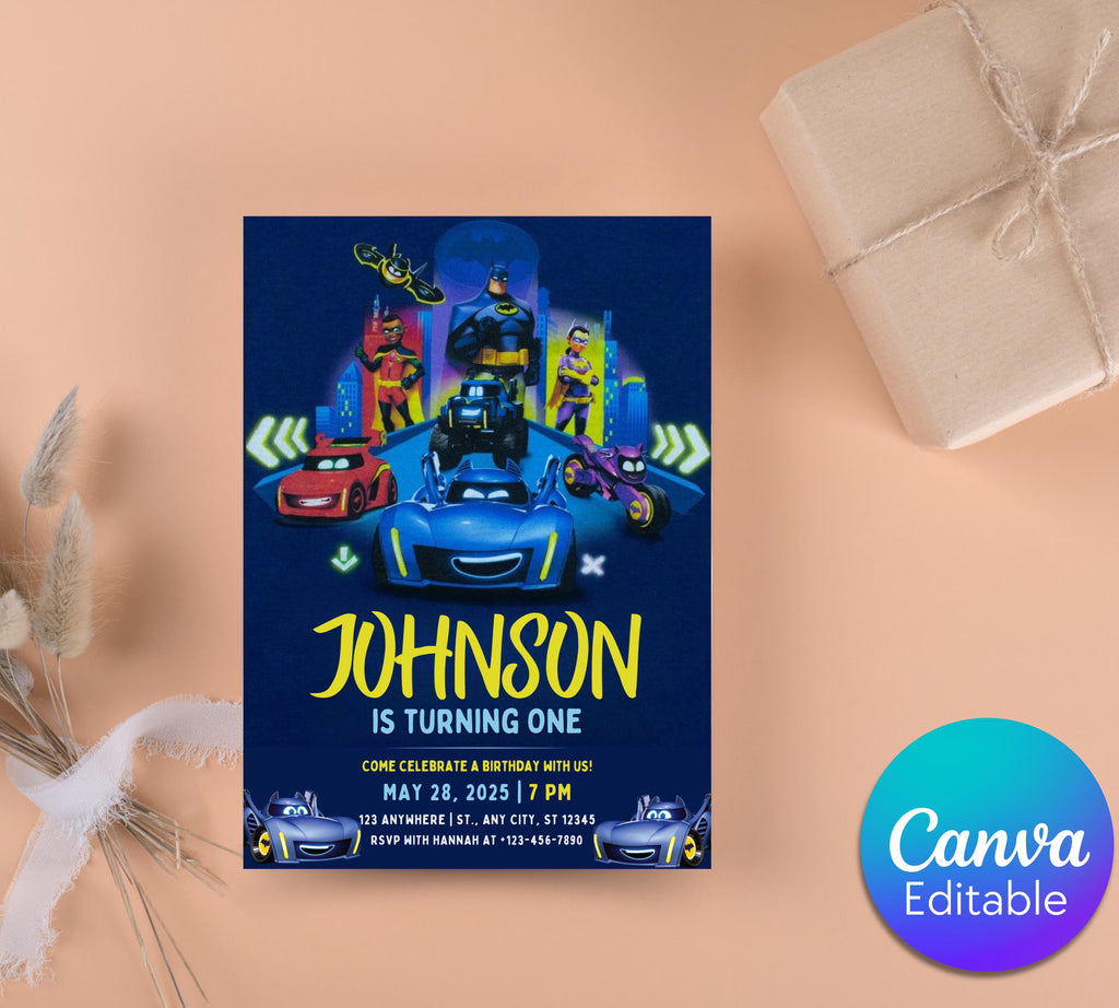 Printable Birthday Invitation|  Digital Birthday Invitation| Editable Digital Invitation| Superhero Invitation| Kid Evite| Editable Template