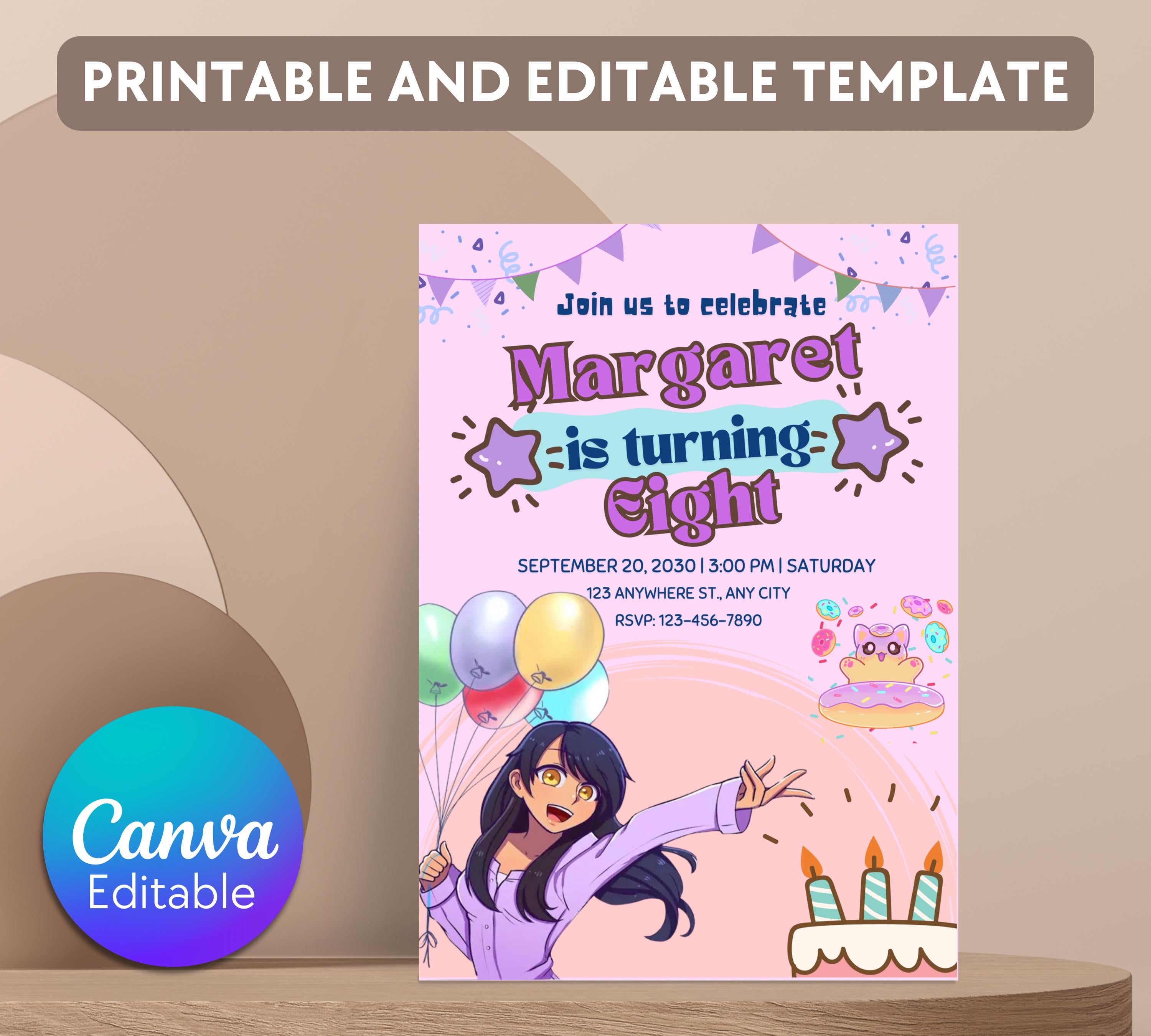 Customizable Aphmau Invitation| Aphmau Invitation| Aphmau Birthday invitation| Aphmau Minecrafter| Cute Gamer Invitation| Editable Template